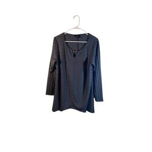 Alyx black sheer see through V Neck 3/4 sleeve top 1X